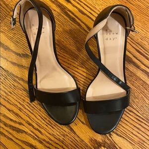 One strap black heels